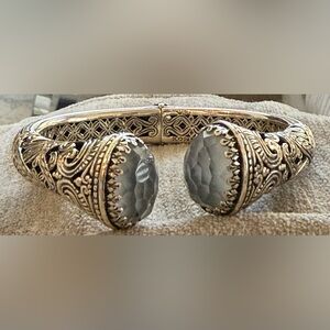 Konstantino Sterling Silver Filigree Cuff with Faceted Clear Stones